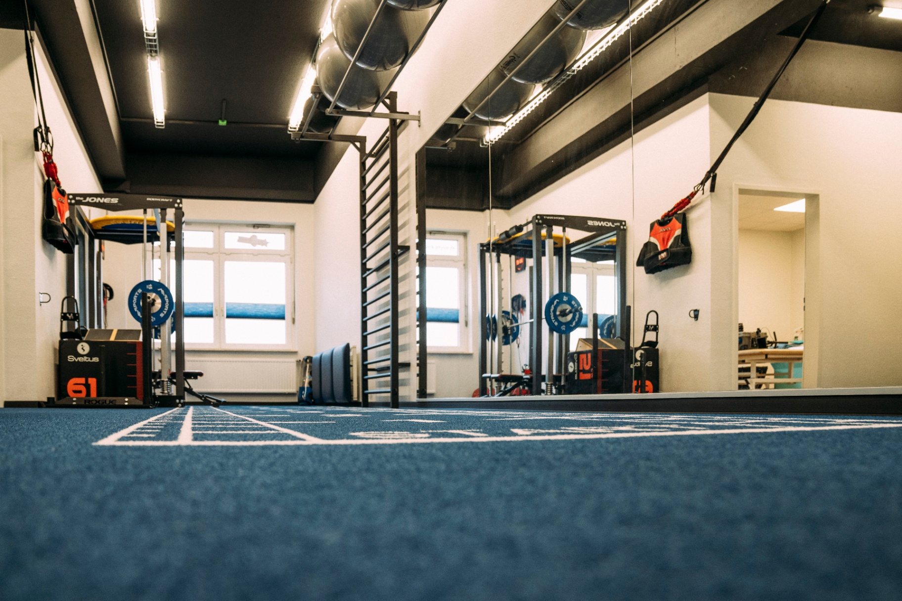 Trainingsraum mit Sprossenwand und Rack